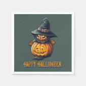 Kürbishexe im Katzenkostüm -  Serviette (Vorderseite)