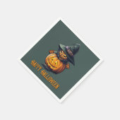 Kürbishexe im Katzenkostüm -  Serviette (Ecke)