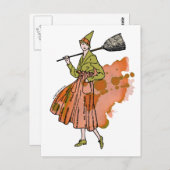 Kürbishexe Postkarte (Vorne/Hinten)