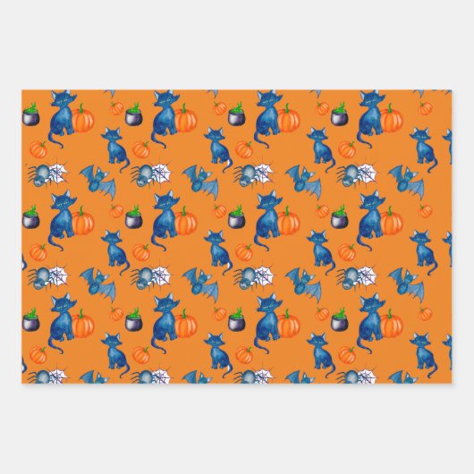 Kürbishexe, Süßigkeiten Design perfekt Halloween Geschenkpapier Set (Vorderseite 3)