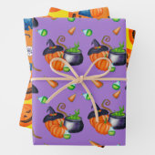 Kürbishexe, Süßigkeiten Design perfekt Halloween Geschenkpapier Set (Beispiel)