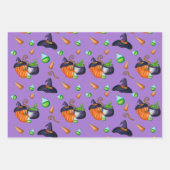 Kürbishexe, Süßigkeiten Design perfekt Halloween Geschenkpapier Set (Vorderseite)