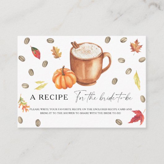 Kürbiskaffee Brautparty Rezept für die Braut Begleitkarte (Vorderseite)