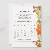 Kürbiskalender Blätter Vorschlag für eine Brautjun Einladung (Vorderseite)