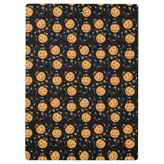 Kürbiskandy Pail Trick oder Behandeln Muster Orang Klemmbrett (Rückseite)