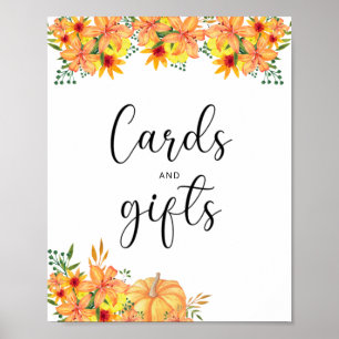Kürbiskarten und Geschenke Babydusche Poster