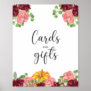 Kürbiskarten und Geschenke Babydusche Poster