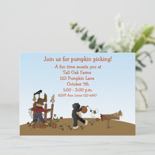 Kürbiskatze Einladung (Stehend Vorderseite)