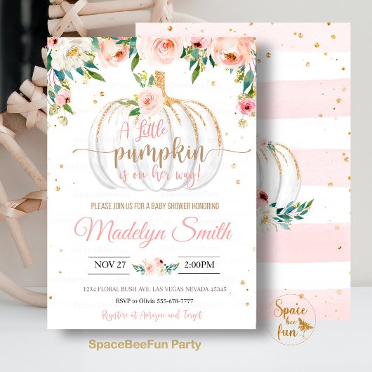 Kürbiskinderdusche ist unterwegs ein kleiner Kürbi Einladung