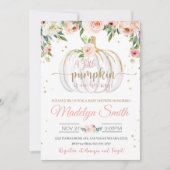 Kürbiskinderdusche ist unterwegs ein kleiner Kürbi Einladung (Vorderseite)