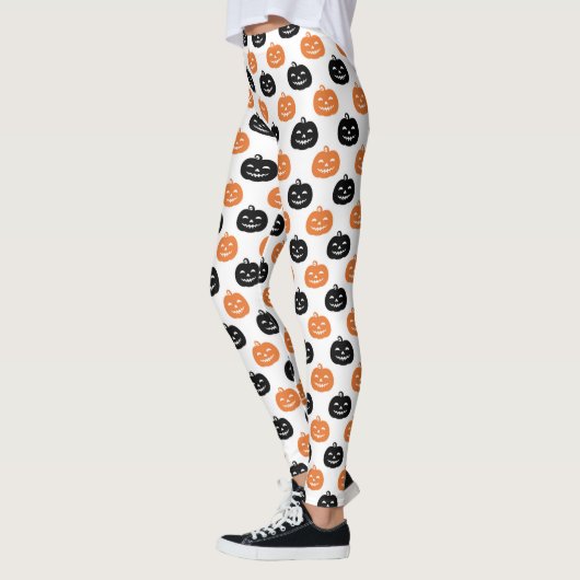 Kürbiskins Halloween Womens Schwarz-Weiß Leggings (Links)