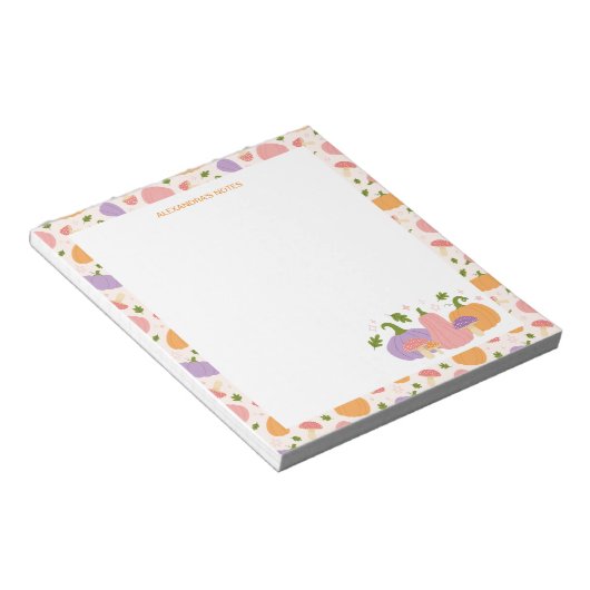 Kürbiskins und Pilze Notizblock (angewinkelt)