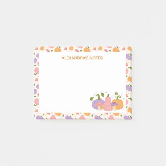 Kürbiskins und Pilze Post-it Klebezettel (Vorderseite)