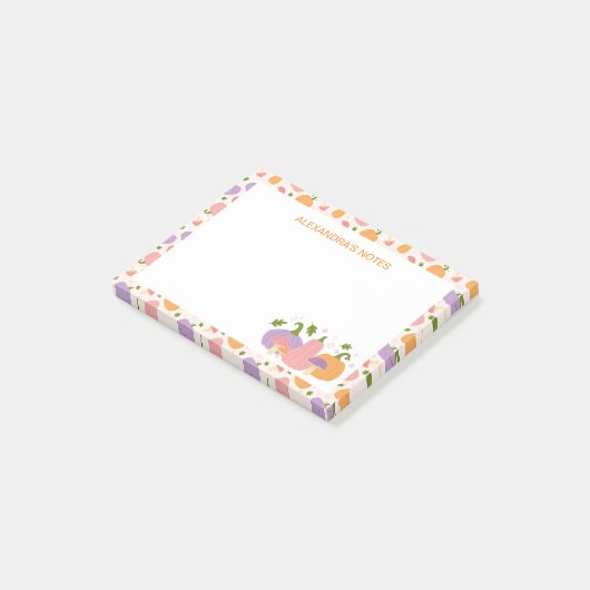 Kürbiskins und Pilze Post-it Klebezettel (angewinkelt)