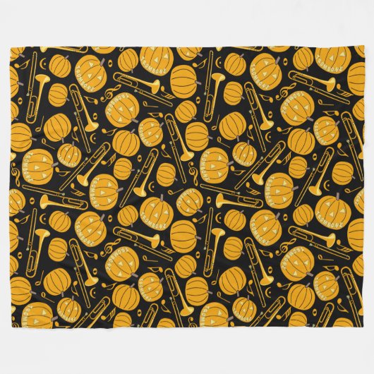 Kürbisknochen-Musiknoten Fleecedecke (Vorderseite (Horizontal))