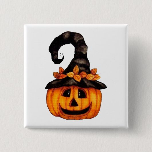 Kürbisknopf Jack-o-Lantern Button (Vorderseite)