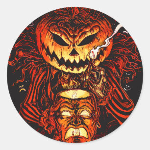 Kürbiskönig Lord O' Lanterns Halloween-Aufkleber Runder Aufkleber