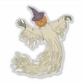 Kürbiskopf-Geist Halloween-Kunst Aufkleber (Vorderseite)