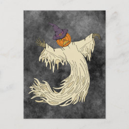 Kürbiskopf-Geist Halloween-Kunst Feiertagspostkarte
