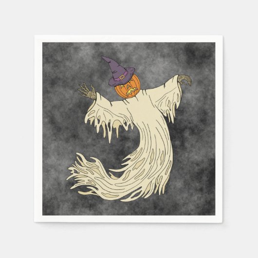Kürbiskopf-Geist Halloween-Kunst Serviette (Vorderseite)