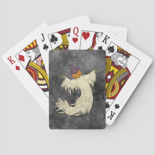 Kürbiskopf-Geist Halloween-Kunst Spielkarten (Rückseite)