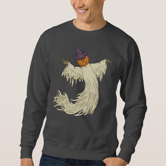 Kürbiskopf-Geist Halloween-Kunst Sweatshirt (Vorderseite)