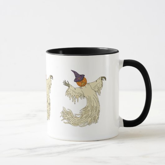 Kürbiskopf-Geist Halloween-Kunst Tasse (Rechts)