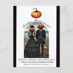 Kürbiskopf Halloween Herbst Fotoshooting Ankündigungspostkarte