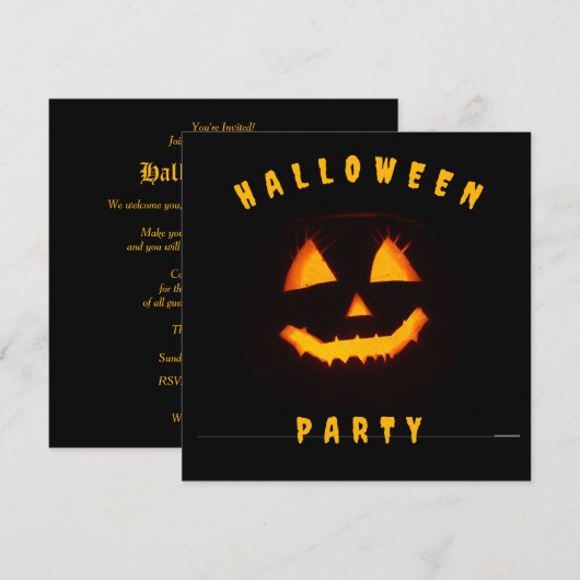 Kürbiskopf Halloween-Party Einladung (Vorne/Hinten)