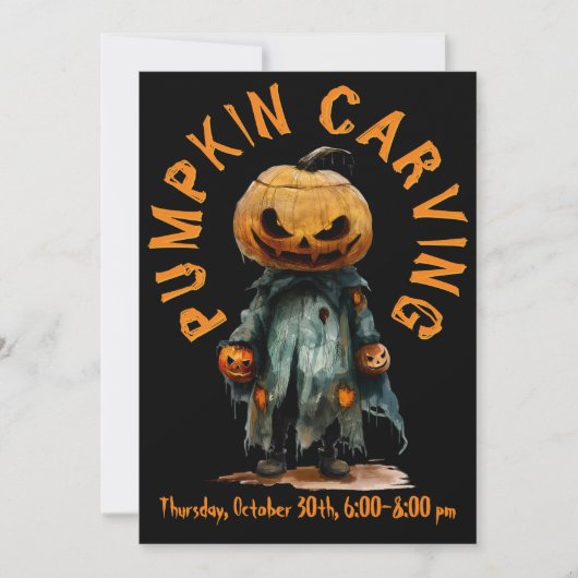 Kürbiskopf-Höhle Spooky Carving Party oder C6 Einladung (Vorderseite)
