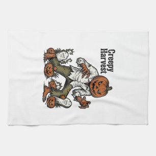 Kürbiskopf-Monster Vintage-Halloween-Shirt Geschirrtuch
