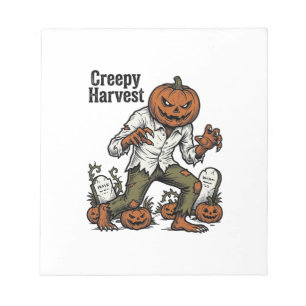 Kürbiskopf-Monster Vintage-Halloween-Shirt Notizblock