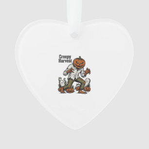 Kürbiskopf-Monster Vintage-Halloween-Shirt Ornament