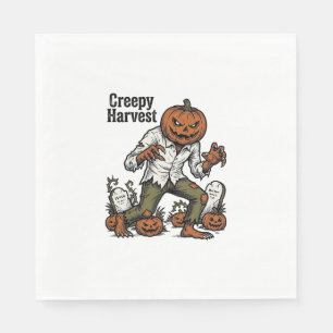 Kürbiskopf-Monster Vintage-Halloween-Shirt Serviette