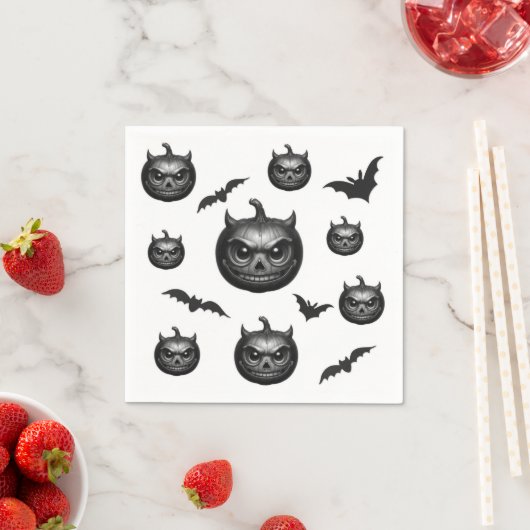 Kürbiskopf und Fledermäuse Serviette (Beispiel)