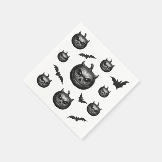 Kürbiskopf und Fledermäuse Serviette (Ecke)