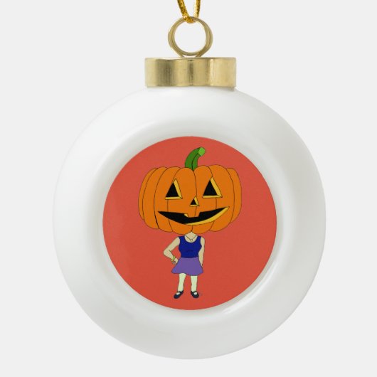 Kürbiskopflöte Keramik Kugel-Ornament (Vorderseite)