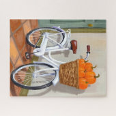 Kürbiskorb Fahrrad Wasserfarben Herbst Puzzle (Horizontal)