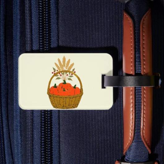 ✈️Kürbiskorb und Herbstweizen Gepäckanhänger (Rückseite Insitu 2)