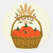 🍂 Kürbiskorb und Herbstweizen Runder Aufkleber (Vorderseite)
