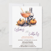 Kürbiskostümen und Cocktail Halloween Einladung (Vorderseite)