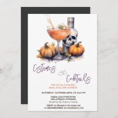 Kürbiskostümen und Cocktail Halloween Einladung (Vorne/Hinten)