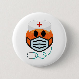 Kürbiskrankenschwester Lustiger Gruseliger Hallowe Button