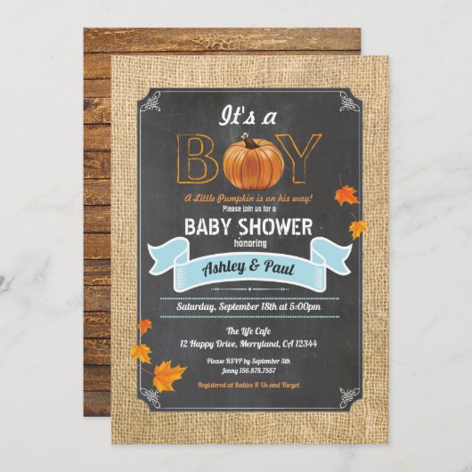 Kürbiskreide Einladung (Vorne/Hinten)