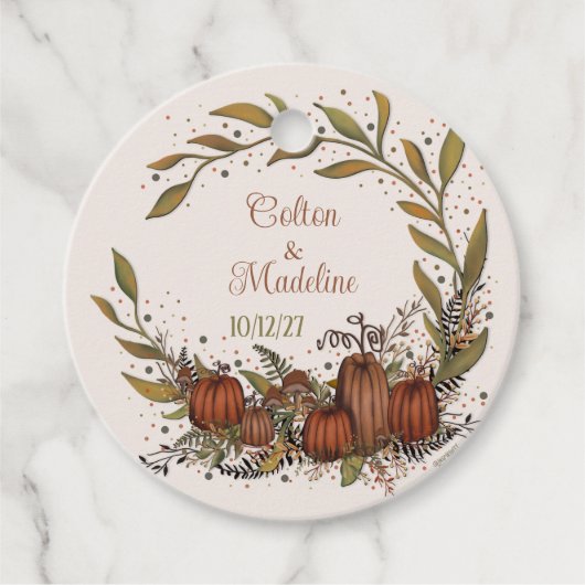 Kürbiskreide Herbstinkinspirivität Hochzeitsfall Geschenkanhänger (Vorderseite)