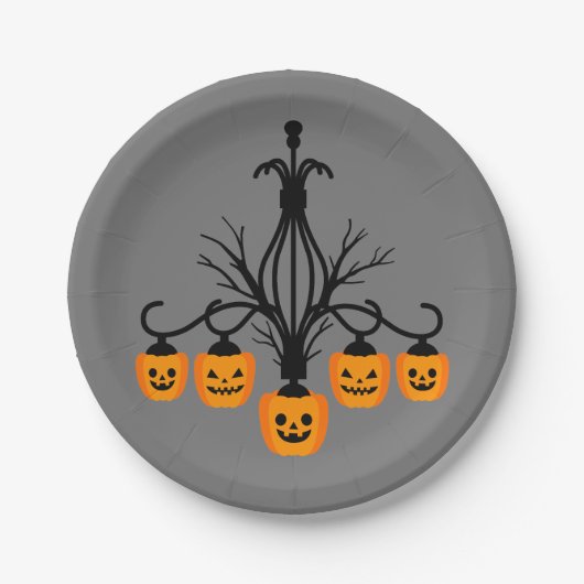 Kürbiskronleuchter Halloween gothic Pappteller (Vorderseite)
