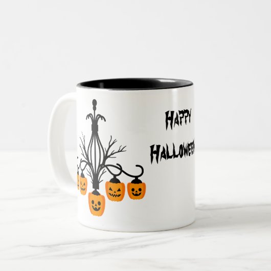 Kürbiskronleuchter Halloween gothic Zweifarbige Tasse (Vorderseite Links)