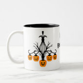 Kürbiskronleuchter Halloween gothic Zweifarbige Tasse (Links)