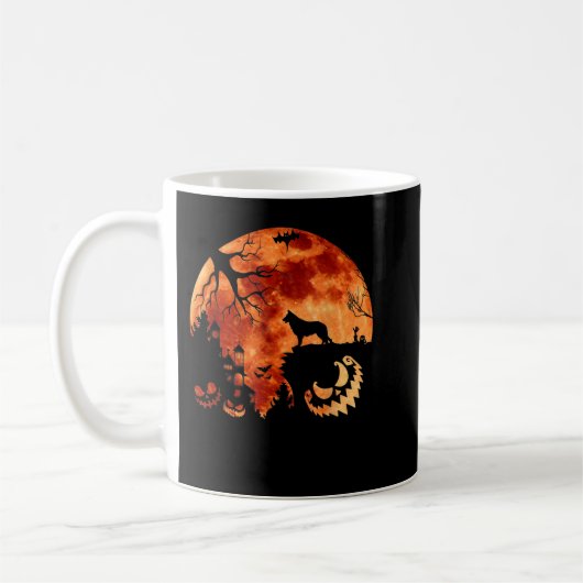 Kürbiskröte und Mond Halloween Kaffeetasse (Links)