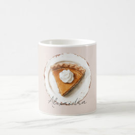 Kürbiskuchen auf einem Teller Kaffeetasse